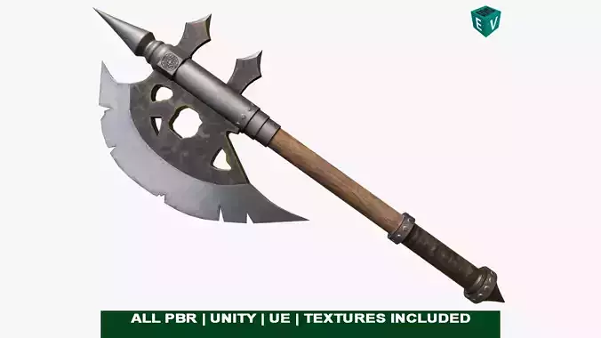 Battle Axe 16 All PBR Unity UE Textures Included Low-poly 3D model