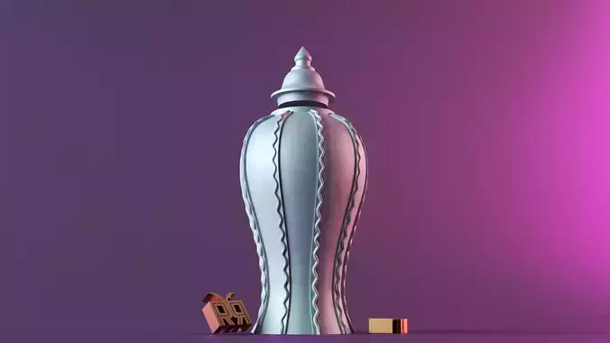 Golden vase with beautiful details 3D print model