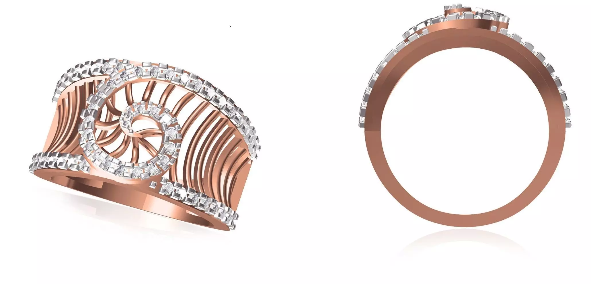 Women Wedding Engagement Ring STL OBJ FBX JCD Details 3D print model_0