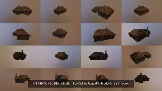 MEDIEVAL HOUSES - LEVEL 1 BUNDLE by RogueFilmProductions 3D Model Collection