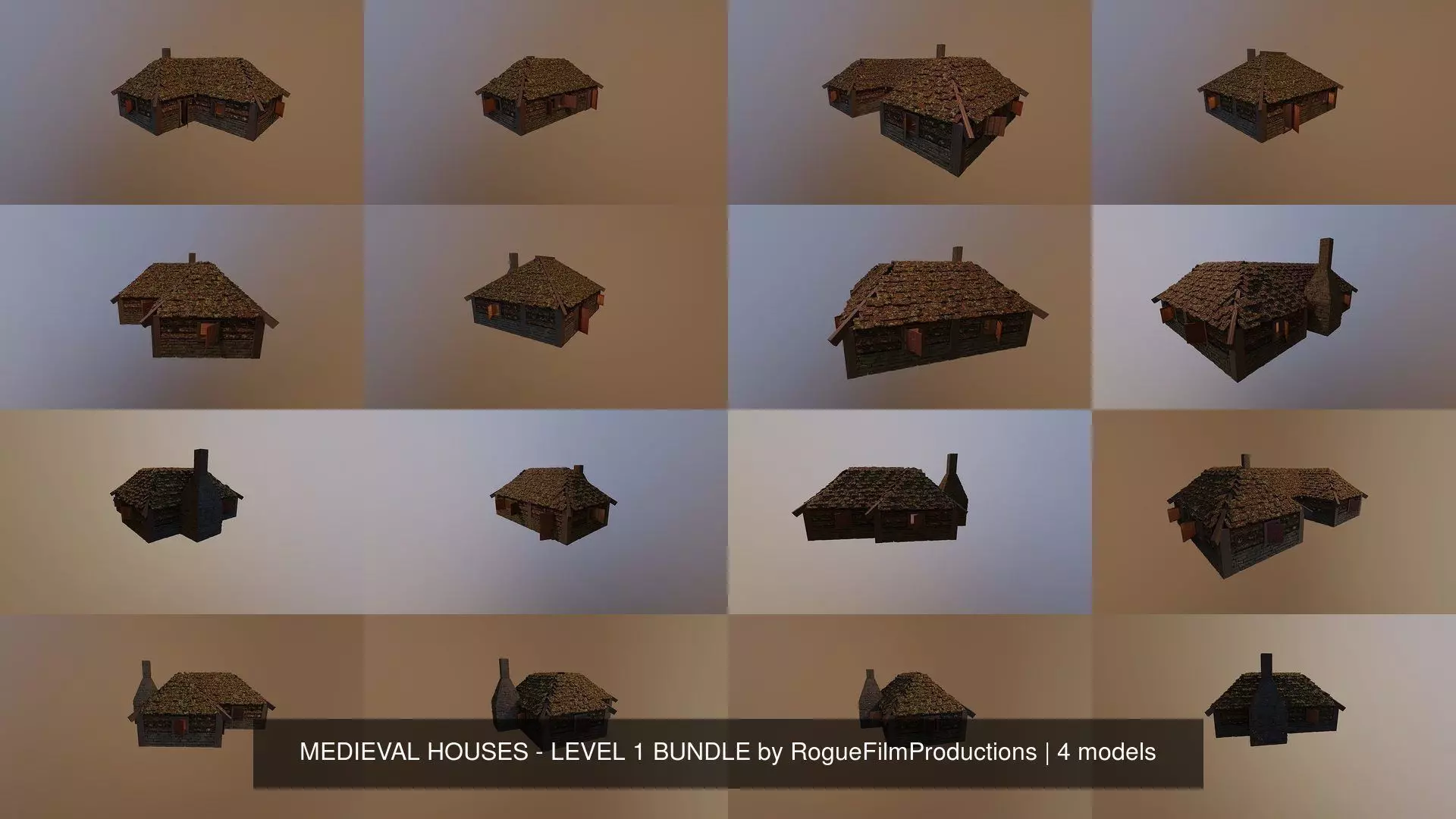 MEDIEVAL HOUSES - LEVEL 1 BUNDLE by RogueFilmProductions 3D Model Collection_0