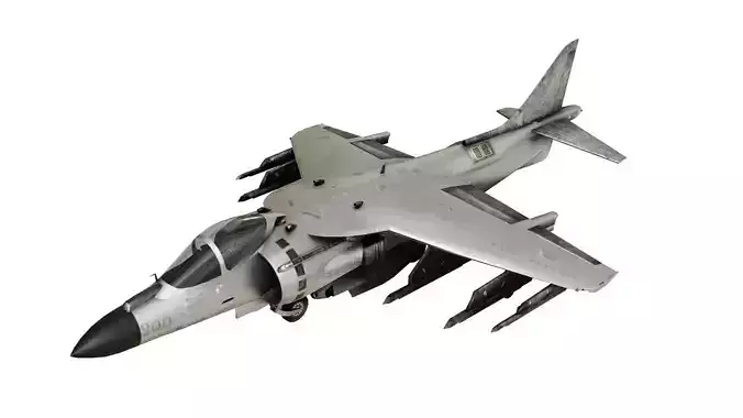 Harrier jump jet Low-poly 3D model