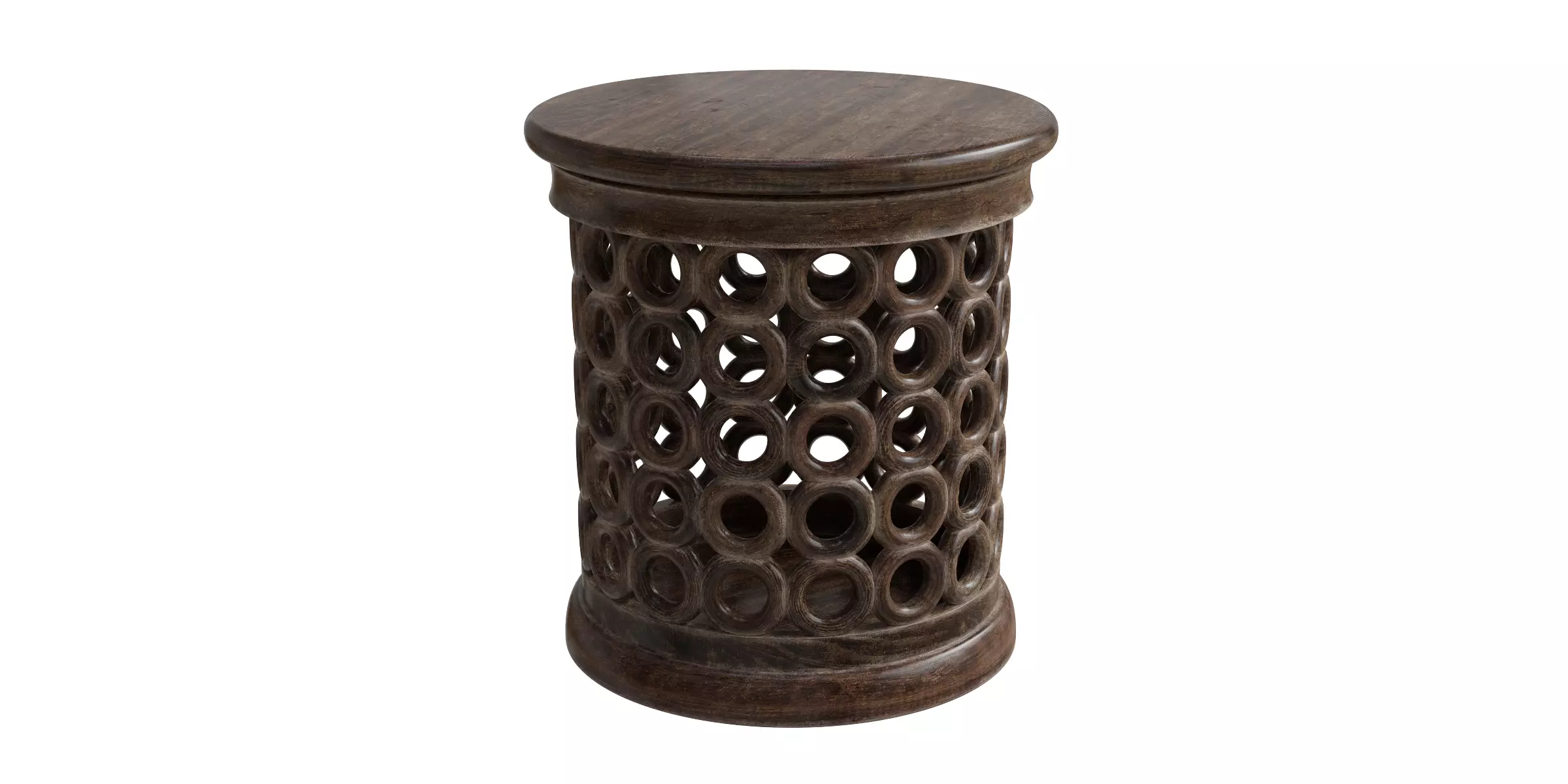 Solid Wood Drum End Table 3D model