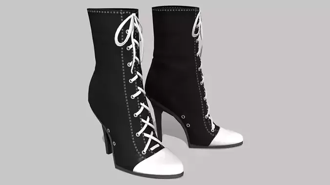 Ladies Stiletto High Top Sneakers Ankle High Heels Shoes Low-poly 3D model