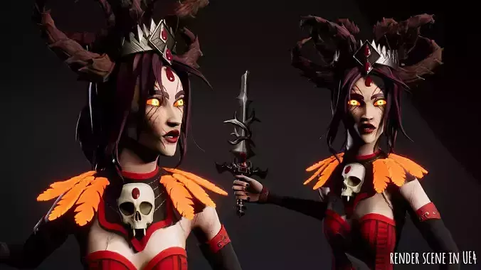 Stylized Female Necromancer Low-poly 3D model