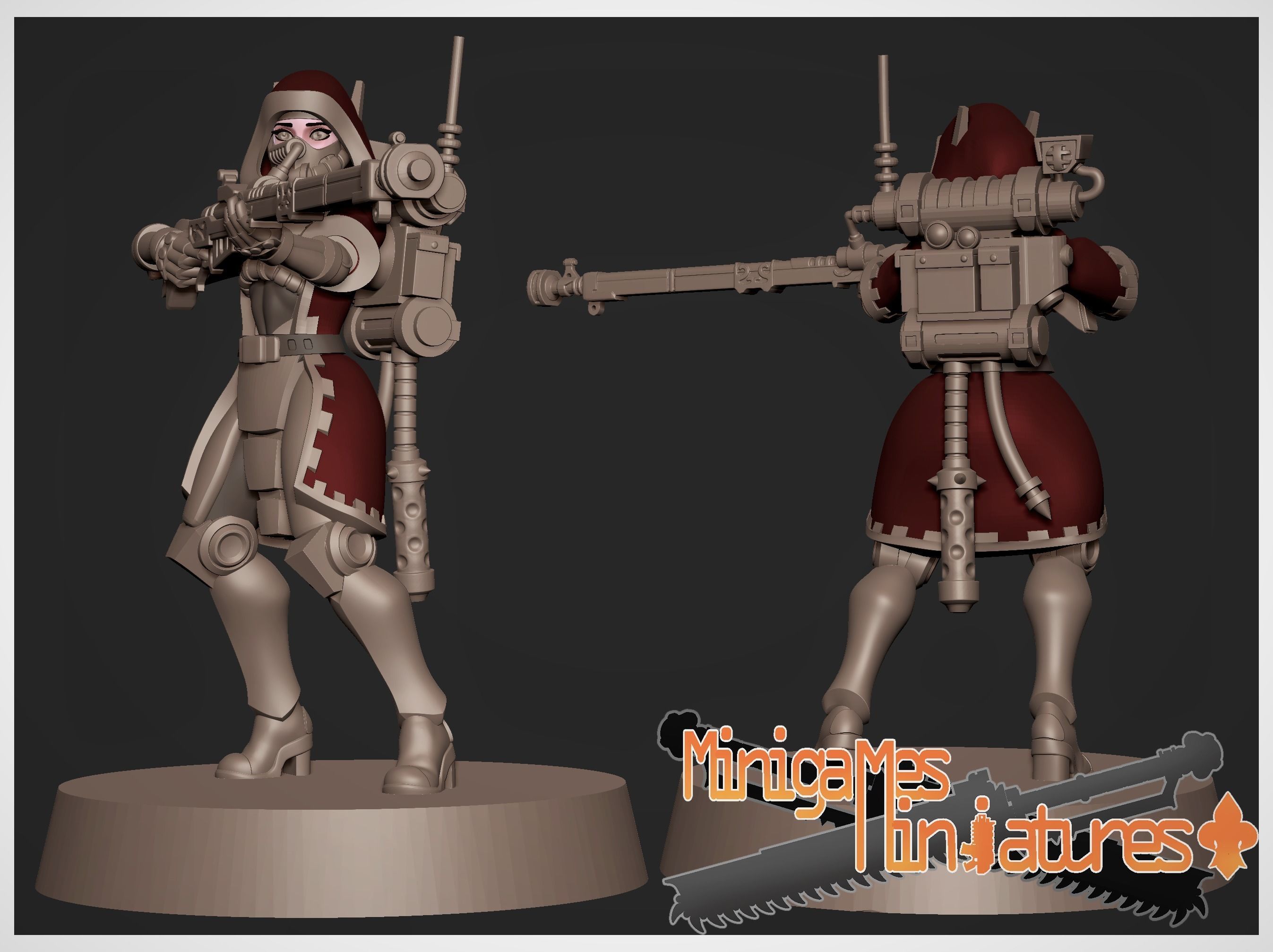 Tech priestess rangers anime figurines 3D print model_3