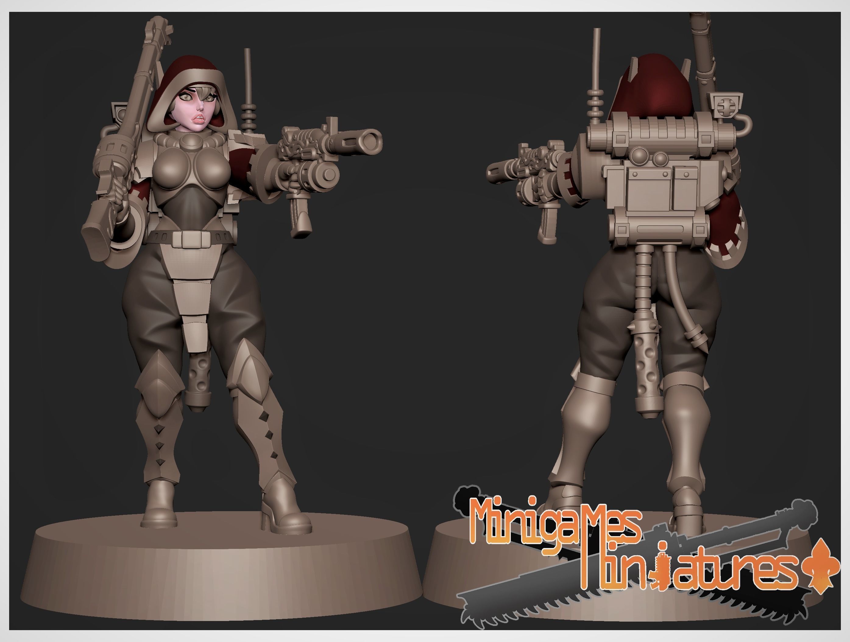 Tech priestess rangers anime figurines 3D print model_2