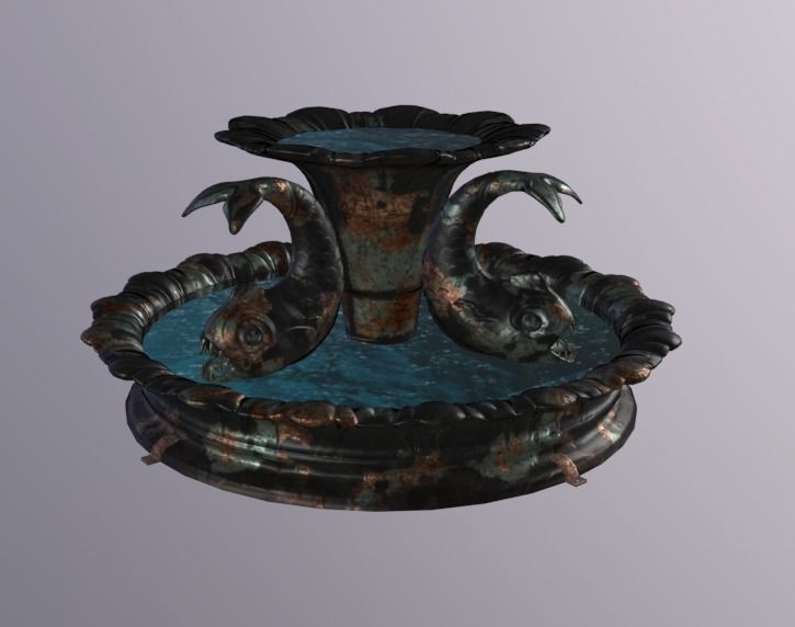 Fish Fountain Low-poly 3D model_2