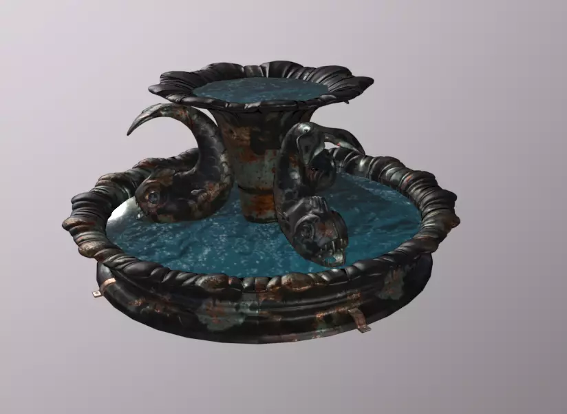 Fish Fountain Low-poly 3D model_0