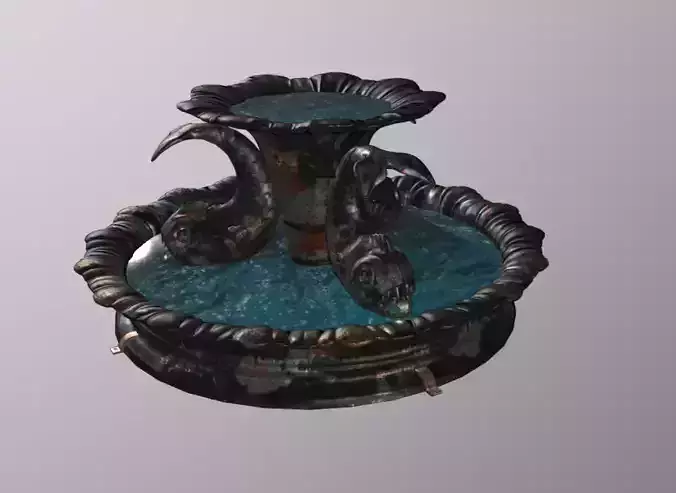 Fish Fountain Low-poly 3D model