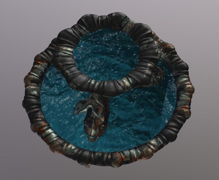 Fish Fountain Low-poly 3D model_3