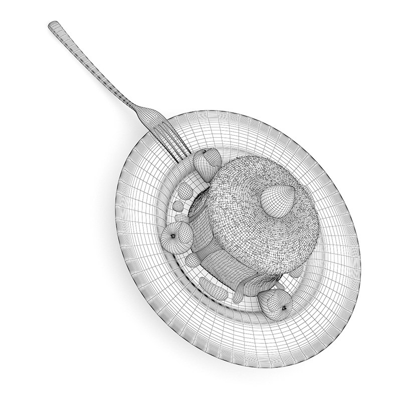 Tiramisu with Chocolate Glaze 3D model_1