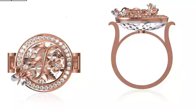 Women Wedding Engagement Ring STL OBJ FBX JCD Details