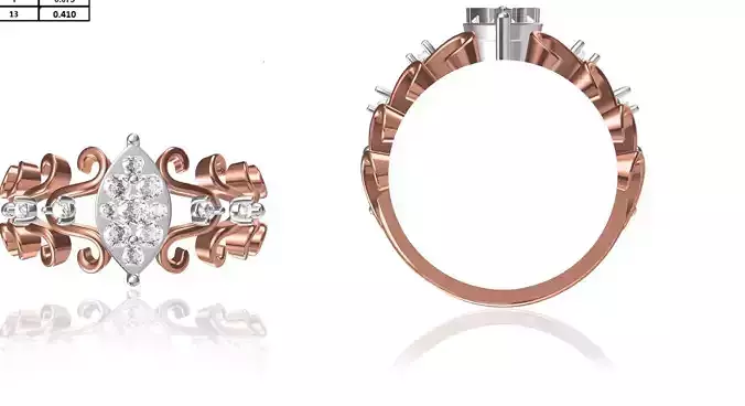 Women Wedding Engagement Ring STL OBJ FBX JCD Details