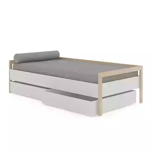 Grey Bed with Drawers
