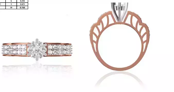 Women Wedding Engagement Ring STL OBJ FBX JCD Details