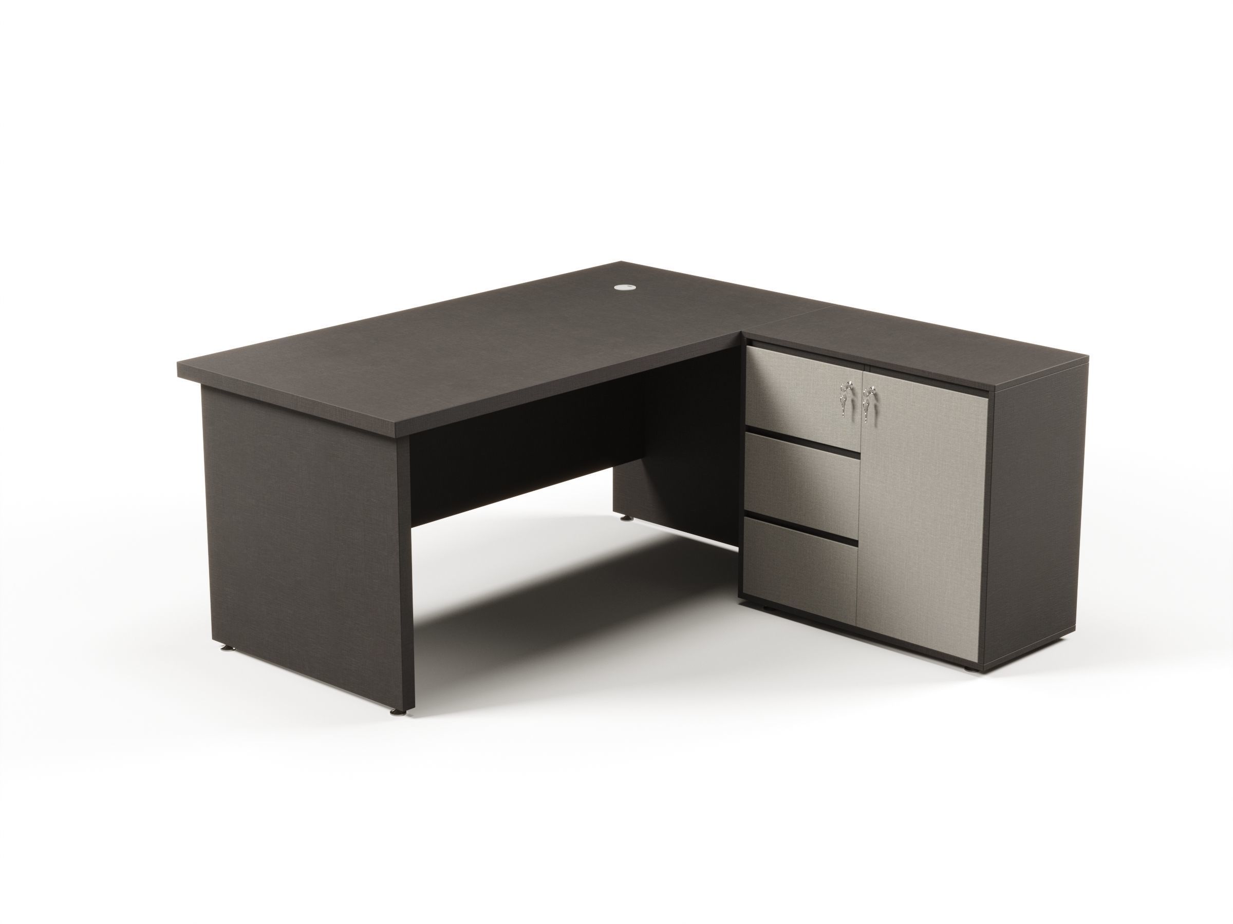 Modern Office Desk With Side Cabinet File For Manager  Free 3D model_1