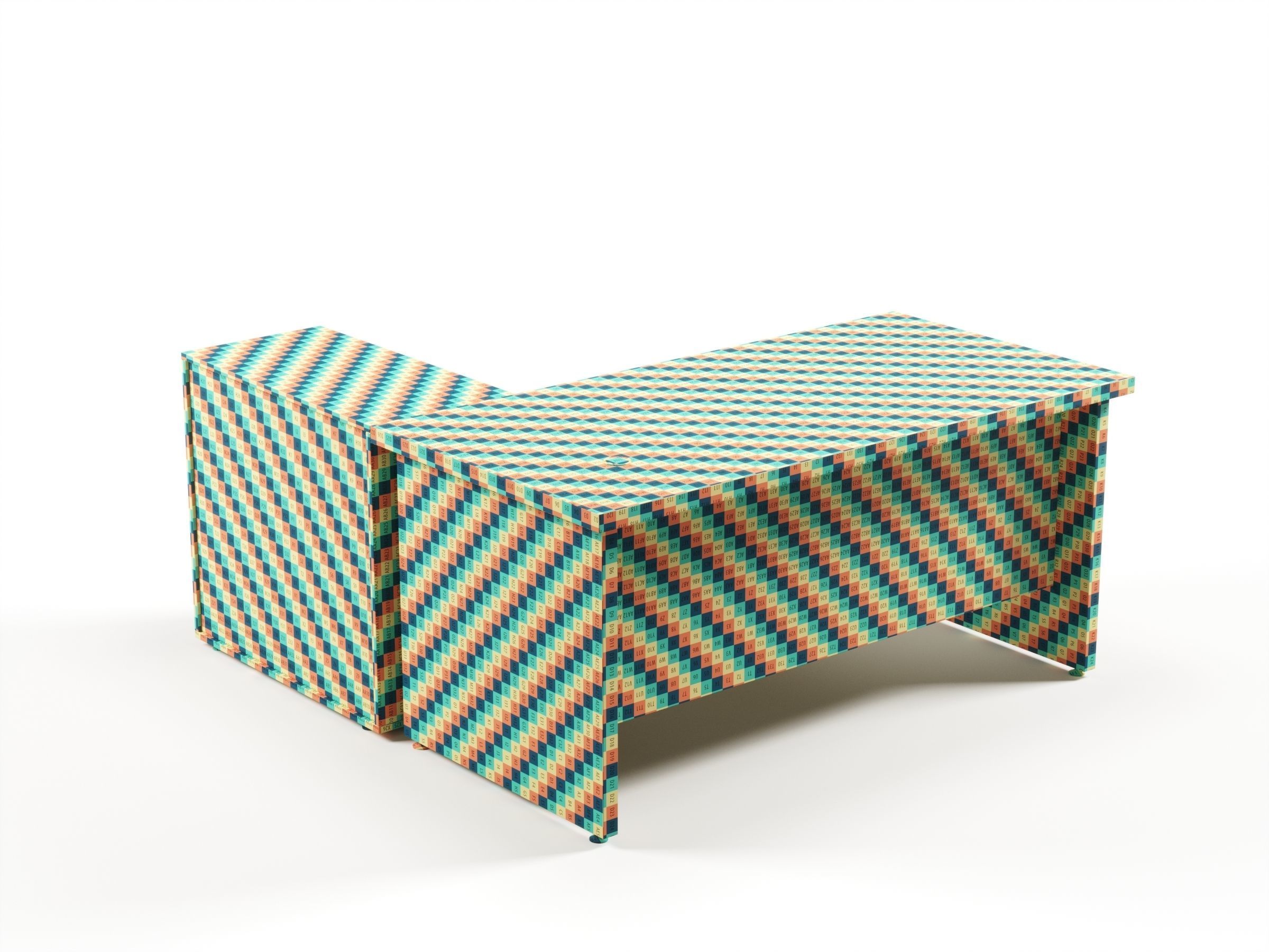 Modern Office Desk With Side Cabinet File For Manager  Free 3D model_10