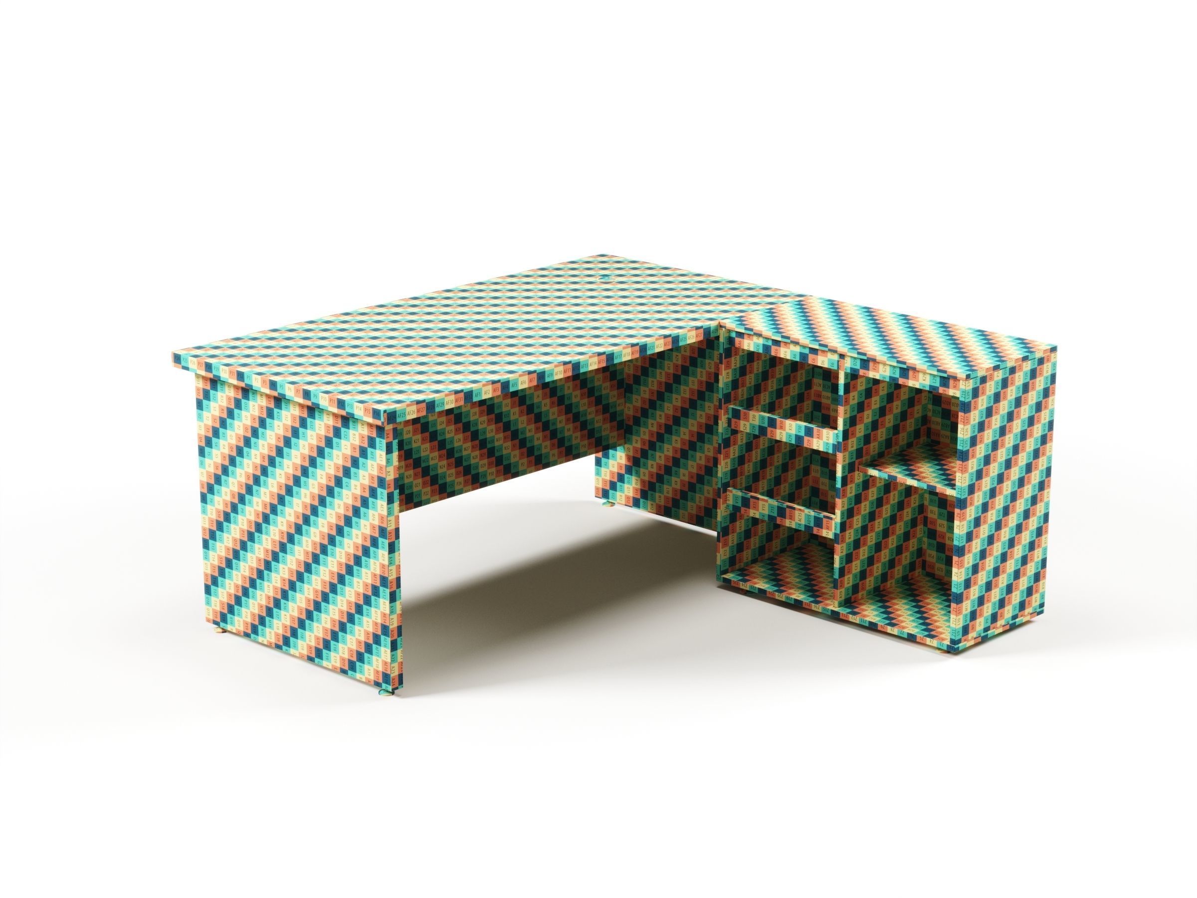 Modern Office Desk With Side Cabinet File For Manager  Free 3D model_12