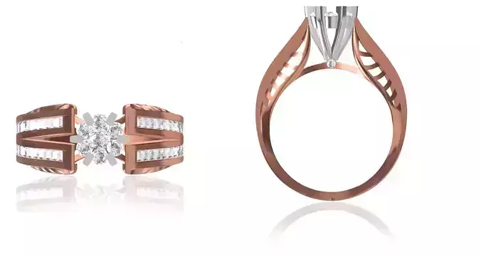 Women Wedding Engagement Ring STL OBJ FBX JCD Details