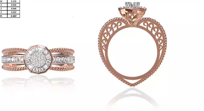 Women Wedding Engagement Ring STL OBJ FBX JCD Details