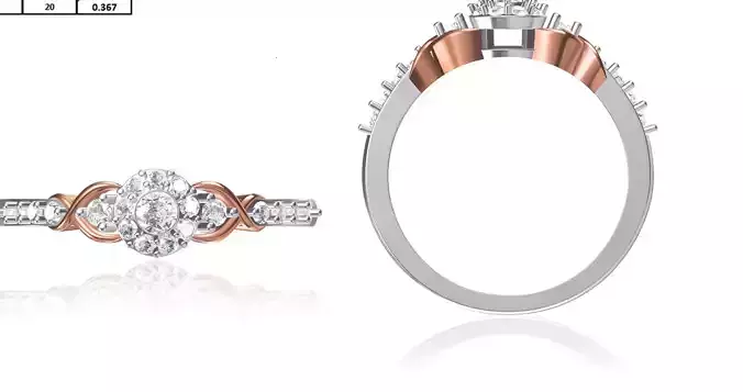 Women Wedding Engagement Ring STL OBJ FBX JCD Details