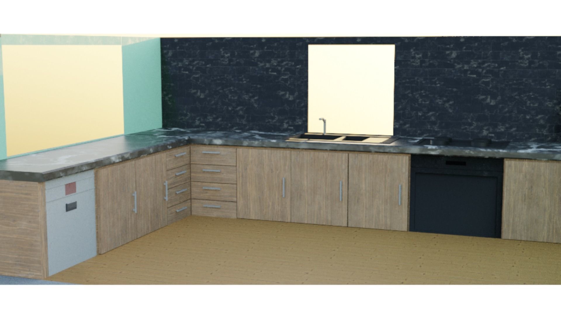 House with interior Low-poly 3D model_2