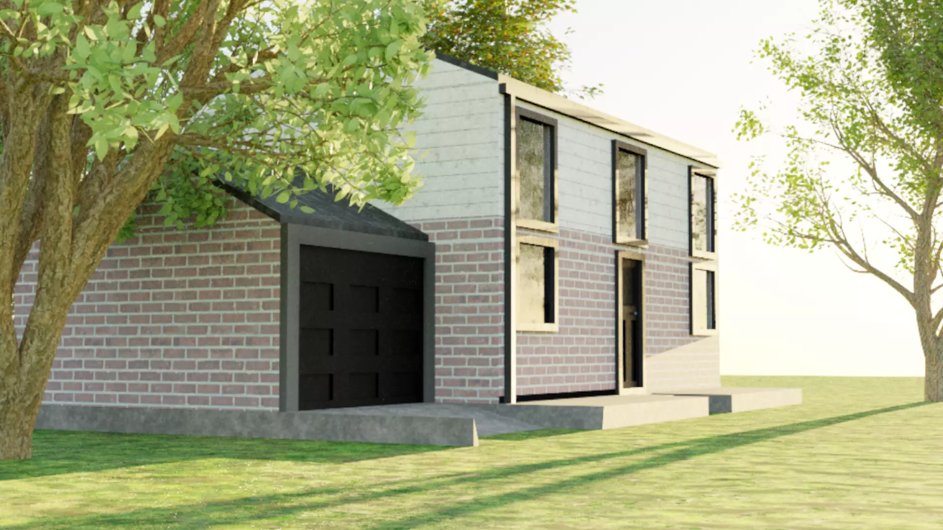 House with interior Low-poly 3D model_0