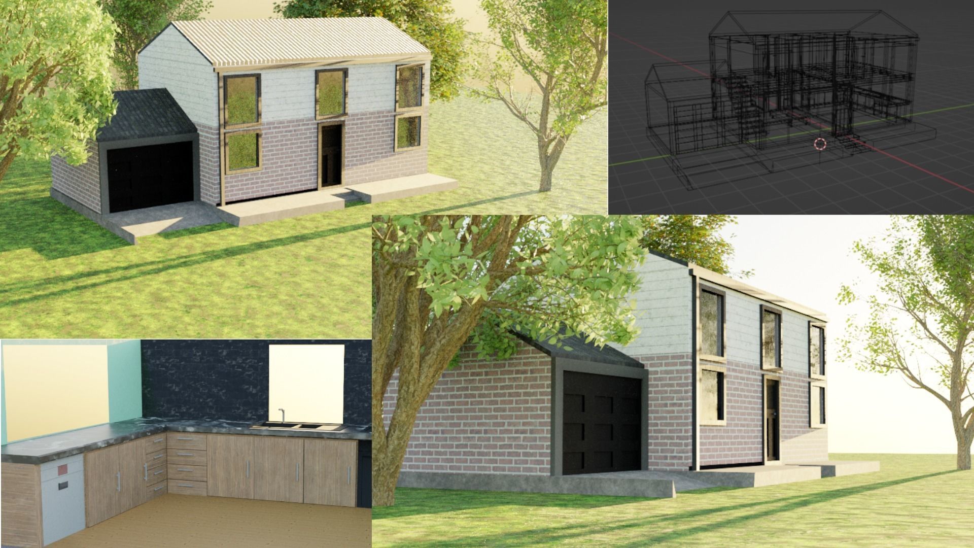 House with interior Low-poly 3D model_4