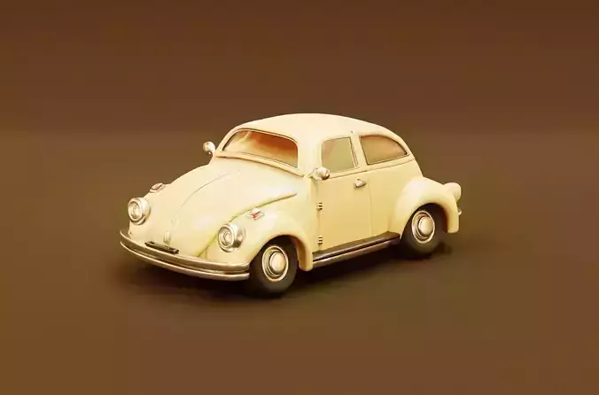Volkswagen Beetle Retro Car Cute Cartoon Style