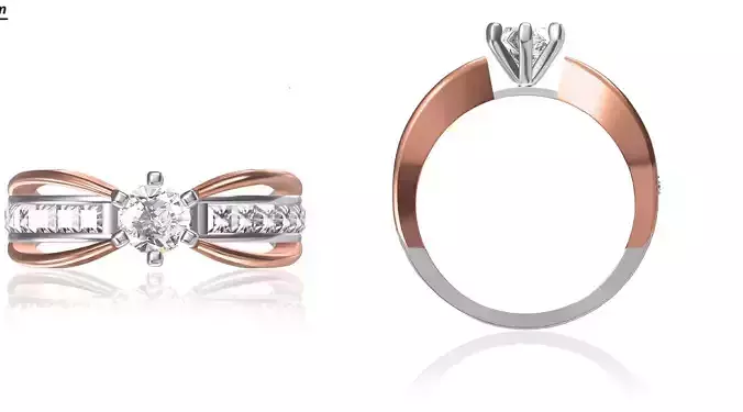 Women Wedding Engagement Ring STL OBJ FBX JCD Details