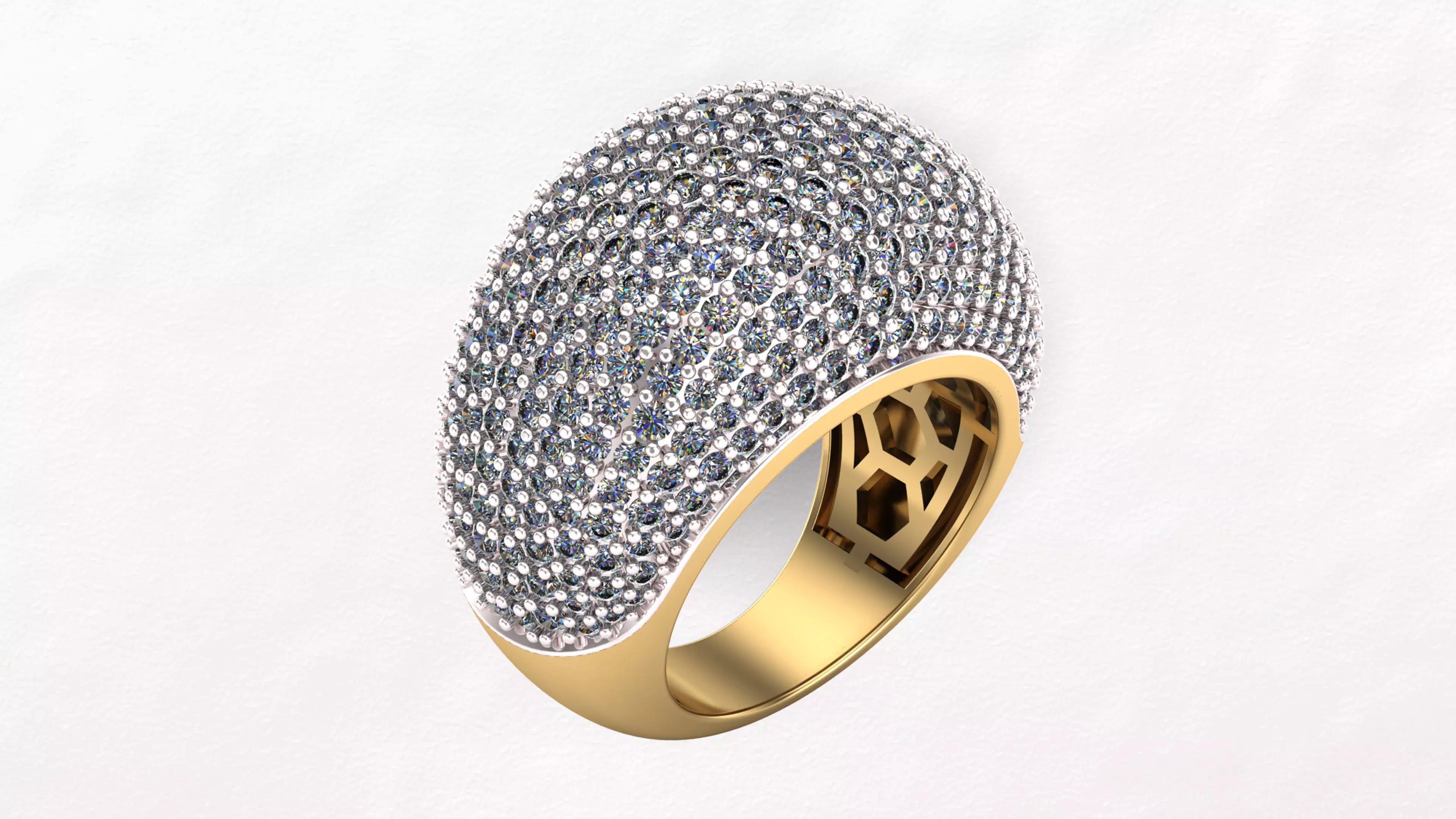 Pave iced out Hip-hop Ring 3D print model