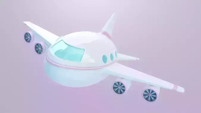 Airliner Airplane - Clouds and Background - Cartoon-Toy Jetplane