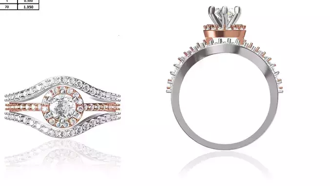 Women Wedding Engagement Ring STL OBJ FBX JCD Details