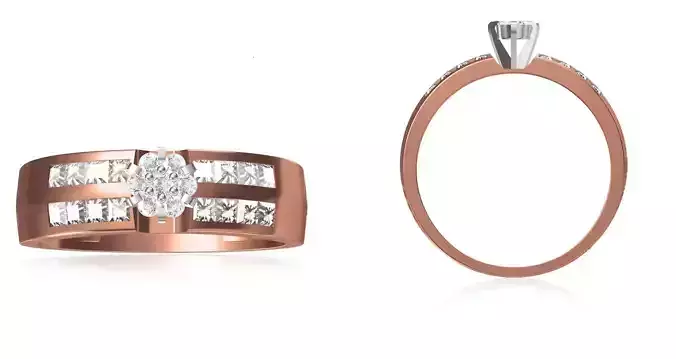 Women Wedding Engagement Ring STL OBJ FBX JCD Details