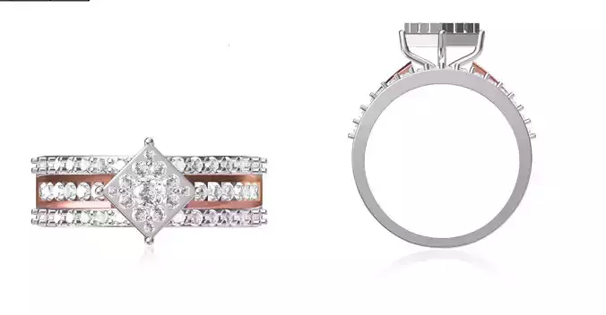 Women Wedding Engagement Ring STL OBJ FBX JCD Details