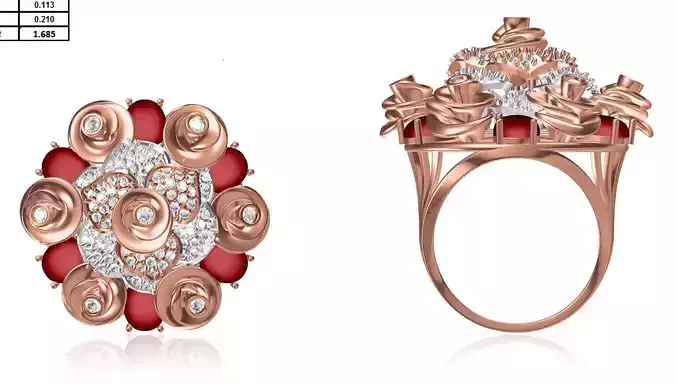 Women Wedding Engagement Ring STL OBJ FBX JCD Details