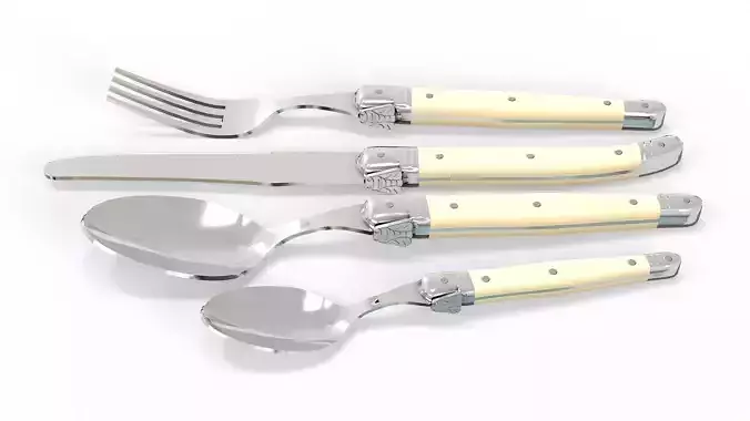 Laguiole cutlery set ivory Low-poly 3D model