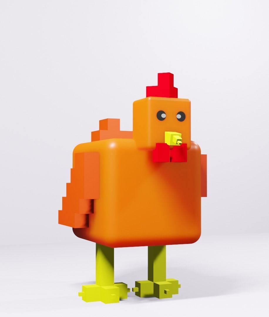 A hen Low-poly 3D model_2