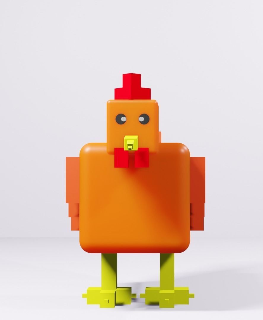 A hen Low-poly 3D model_3