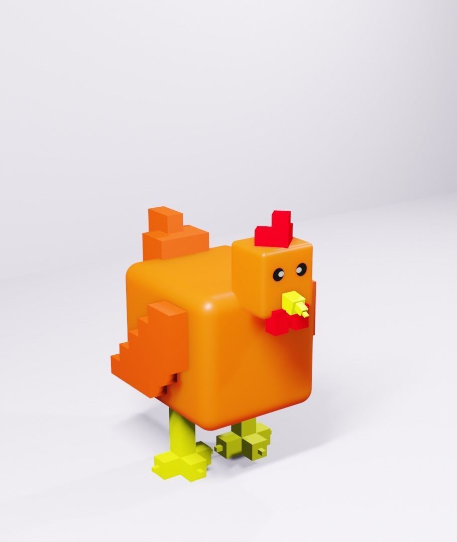 A hen Low-poly 3D model_1