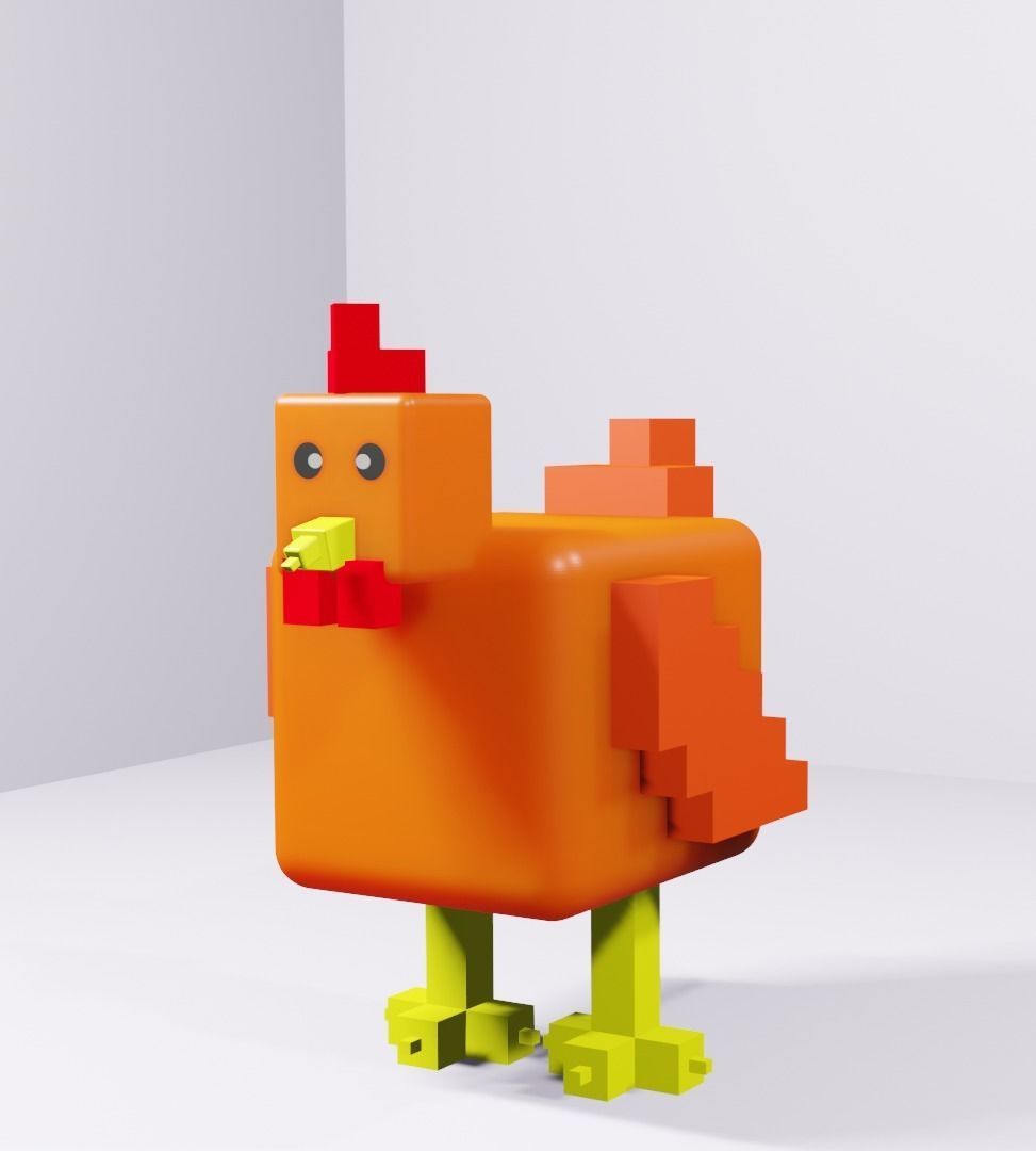 A hen Low-poly 3D model_4
