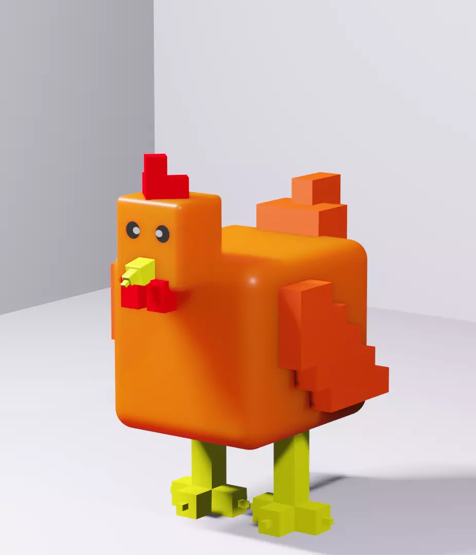 A hen Low-poly 3D model_0