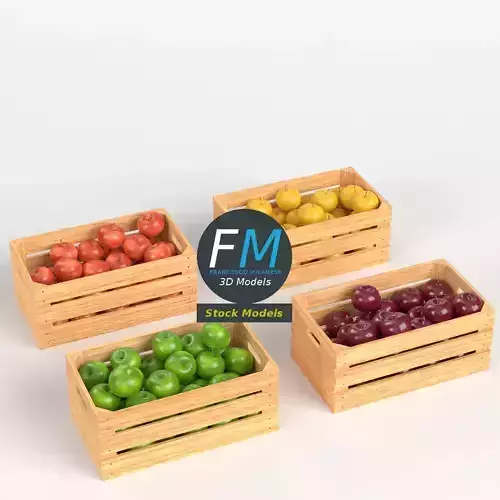 Apples in wooden crates