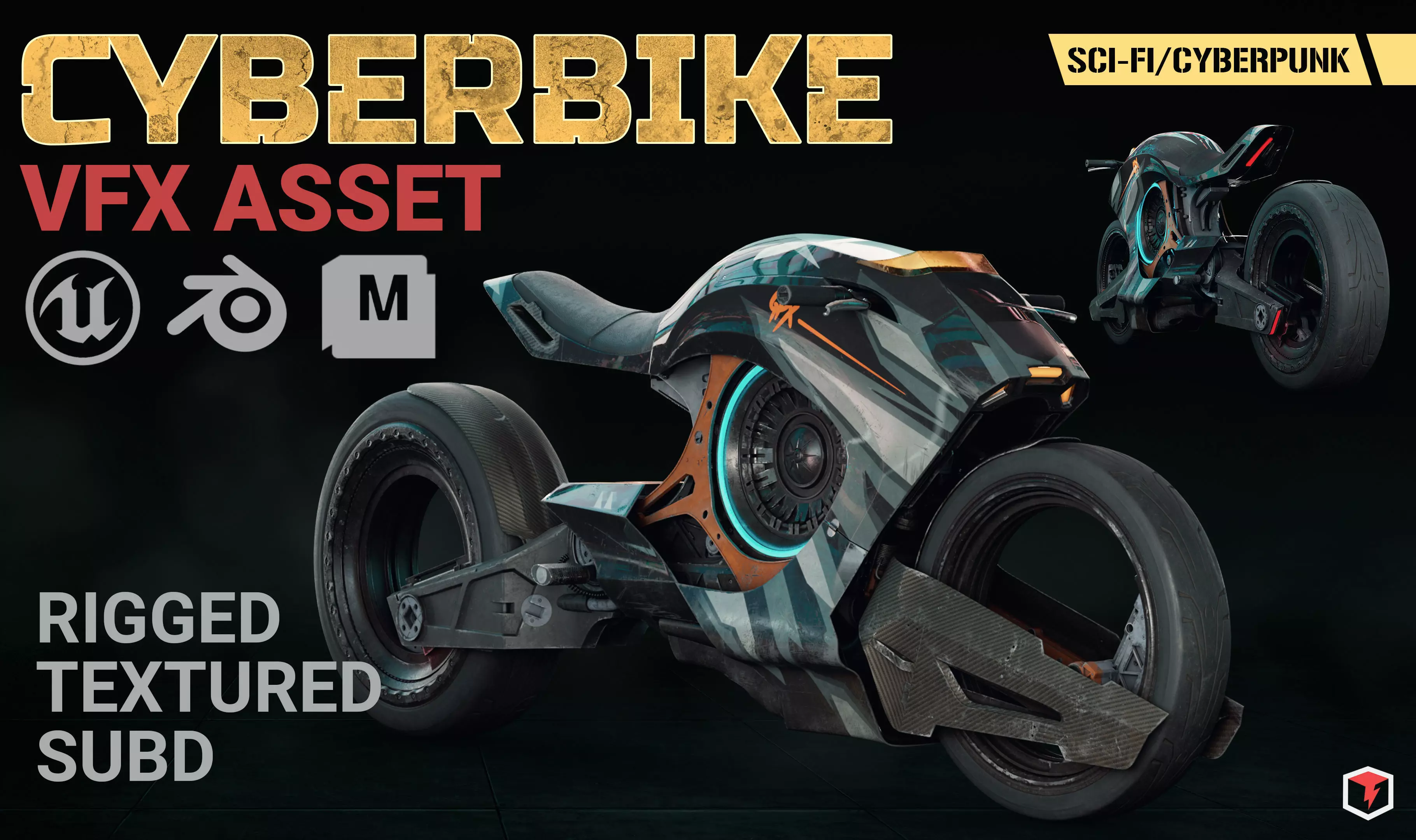 Cyberbike VFX Asset 3D model_0