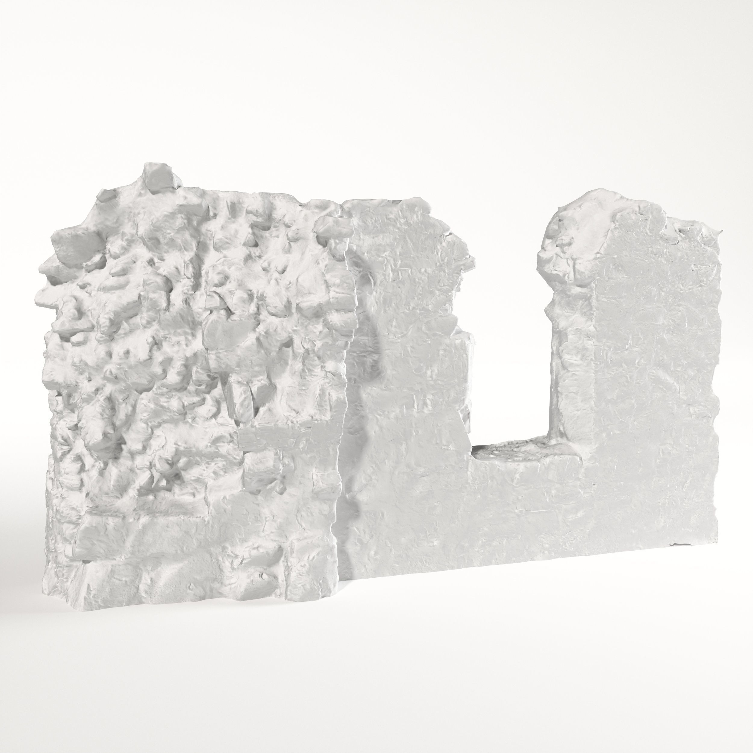 Old castle wall part C Low-poly 3D model_2