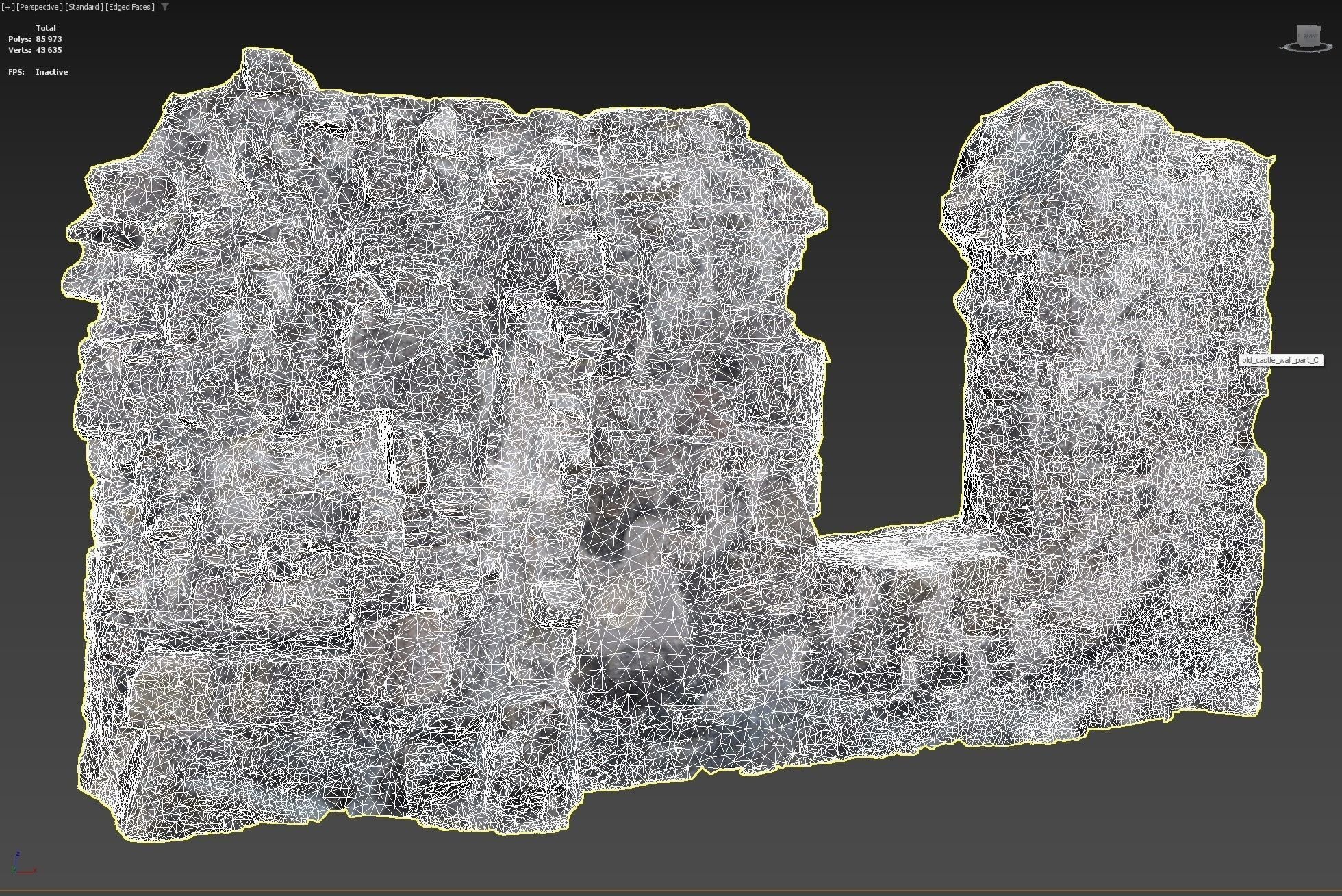 Old castle wall part C Low-poly 3D model_6