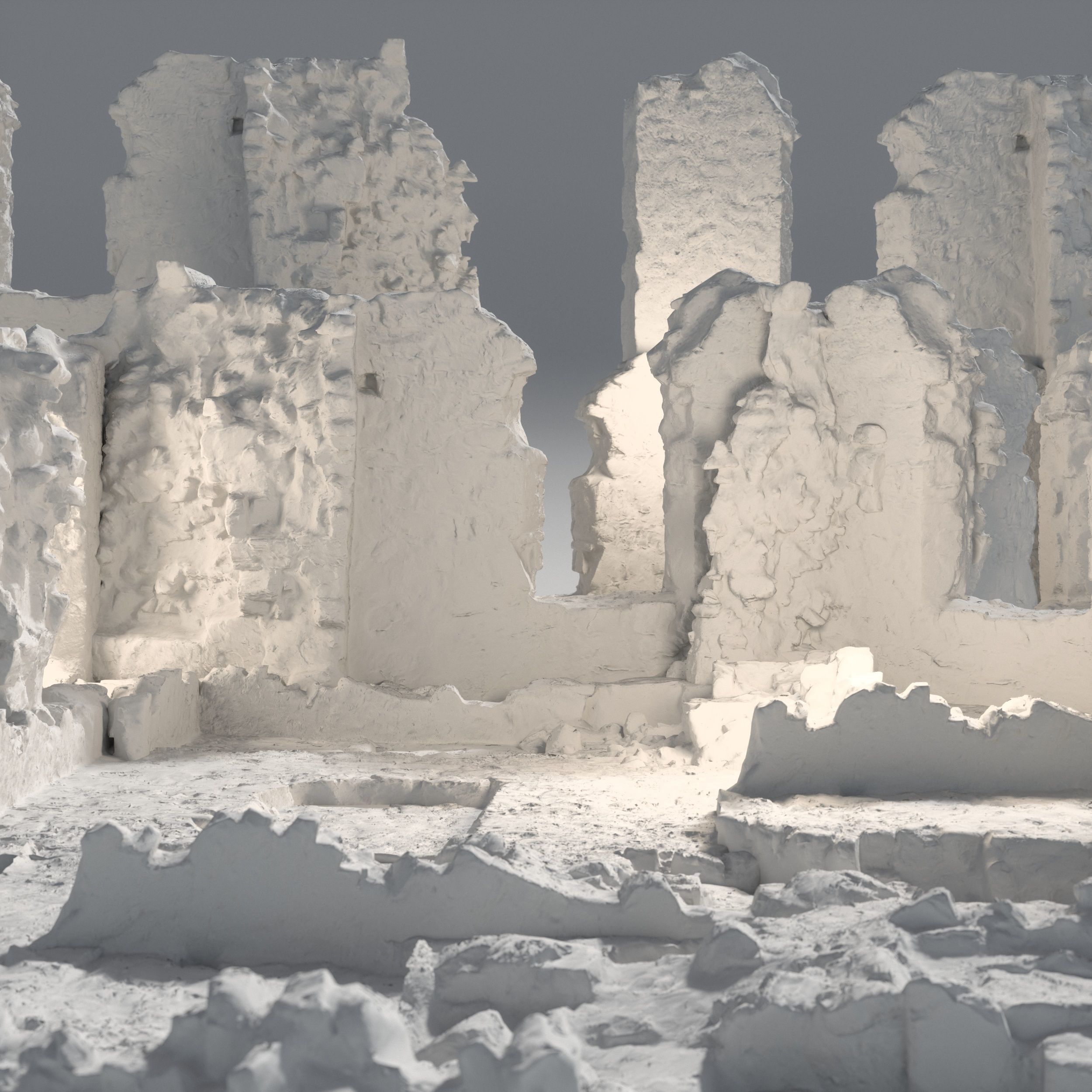 Old castle wall part C Low-poly 3D model_5
