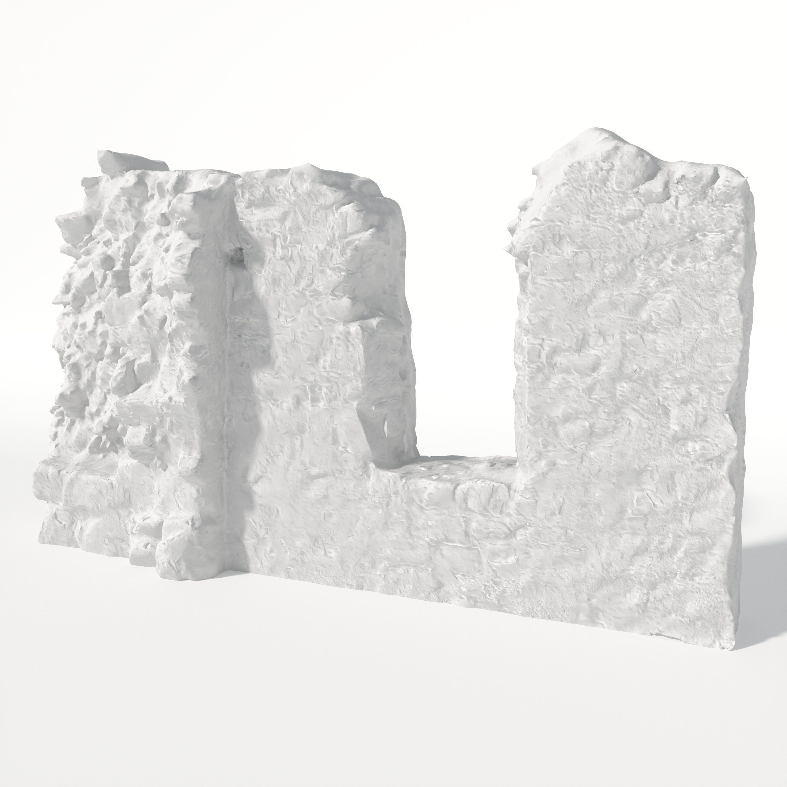 Old castle wall part C Low-poly 3D model_4