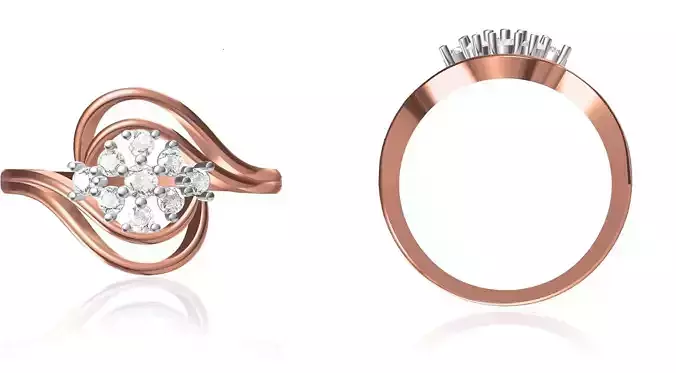 Women Wedding Engagement Ring STL OBJ FBX JCD Details